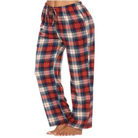 Women's Stretch Plaid Casual Pants With Pockets (Option: Dark Red-M)