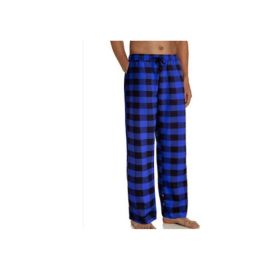 Women's Stretch Plaid Casual Pants With Pockets (Option: Blue-XL)