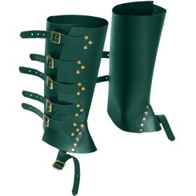 Medieval Renaissance Knight PU Leather Punk Leggings Boots Shoe Cover (Option: Dark Green)