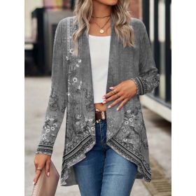 Shawl Small Suit Cardigan Outer Wear Ethnic Style (Option: Gray-XL)
